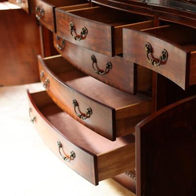 Elegant Italian Marble China Cabinet by Collezione Europa (Two Pieces-See Description)