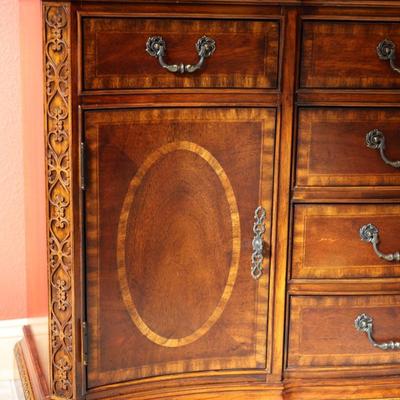 Elegant Italian Marble China Cabinet by Collezione Europa (Two Pieces-See Description)