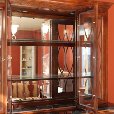 Elegant Italian Marble China Cabinet by Collezione Europa (Two Pieces-See Description)