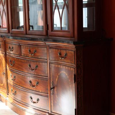 Elegant Italian Marble China Cabinet by Collezione Europa (Two Pieces-See Description)