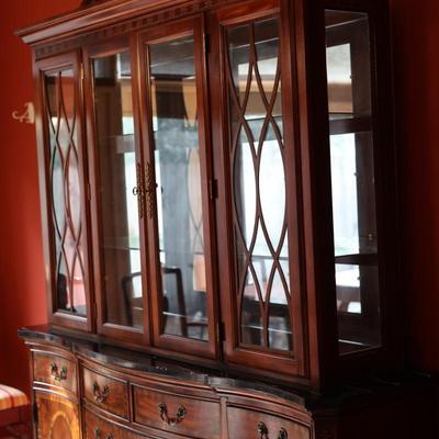 Elegant Italian Marble China Cabinet by Collezione Europa (Two Pieces-See Description)