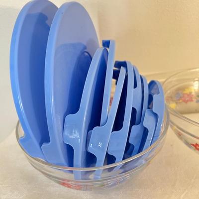 Vintage Imperial Glass Heat Resistant Floral Food Storage Bowls w Lids