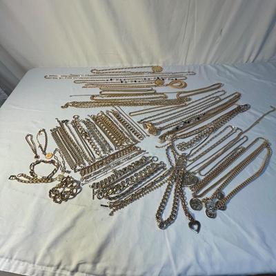 Huge Assortment of Gold Necklaces & Bracelets (P-RG)