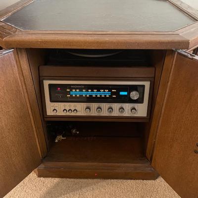 Magnovox record player in side table