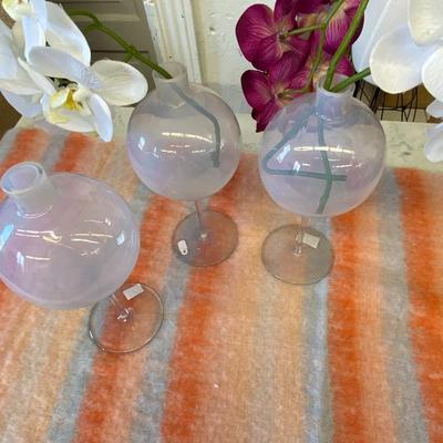 Set of Three Purple Bud Vases Lot