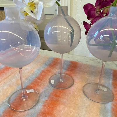 Set of Three Purple Bud Vases Lot