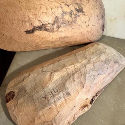 Wood bowls with fake fruit