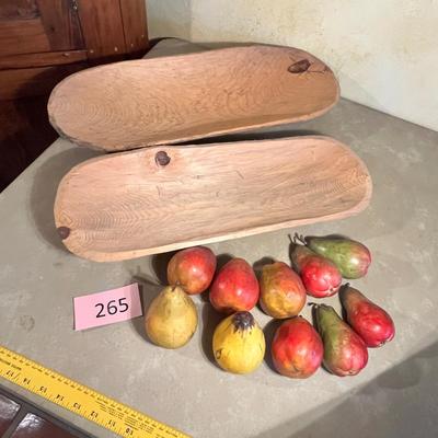 Wood bowls with fake fruit