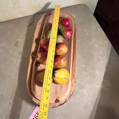 Wood bowls with fake fruit