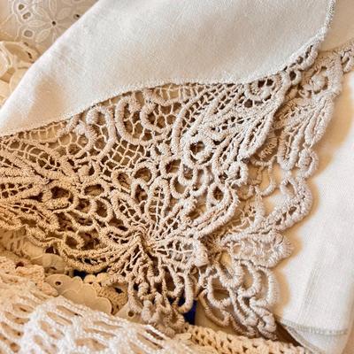 Big Lot Vintage Lace, Tatting Table Clolthes, Table Linens, Etc.