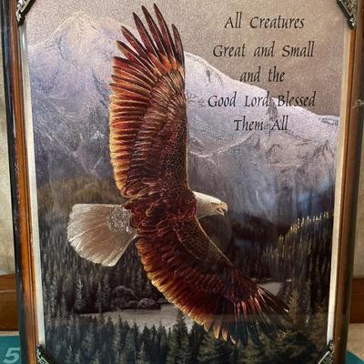 2 Glass eagles and eagle wall art