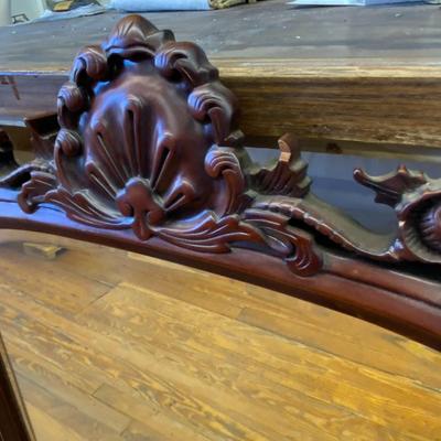 Antique Large Ornate Wooden Mirror