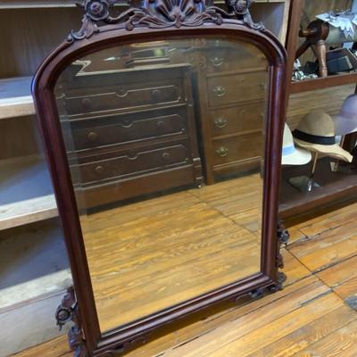 Antique Large Ornate Wooden Mirror
