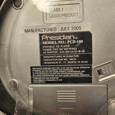 Two Presidian Portable CD Players (LR-JS)