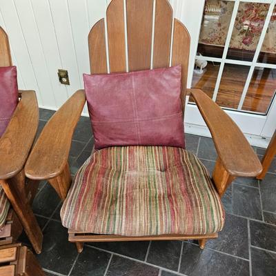 Pair of Country Casual Teak Adirondack Chairs and a Footstool (SR-DW)