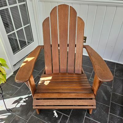 Pair of Country Casual Teak Adirondack Chairs and a Footstool (SR-DW)