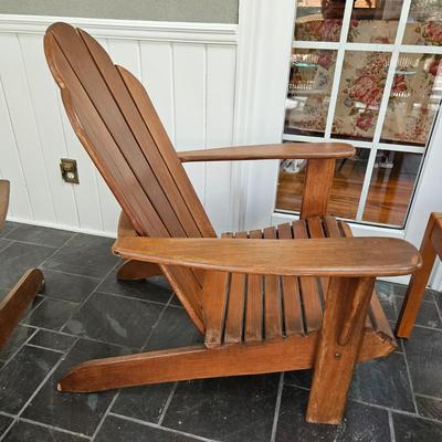 Pair of Country Casual Teak Adirondack Chairs and a Footstool (SR-DW)