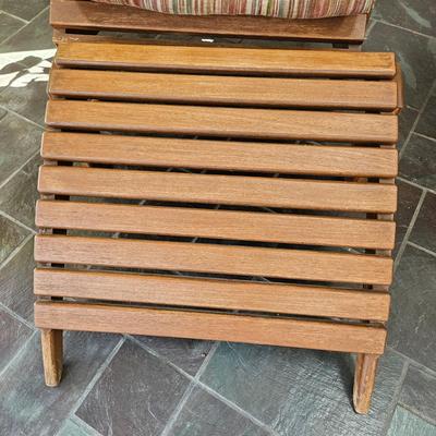 Pair of Country Casual Teak Adirondack Chairs and a Footstool (SR-DW)