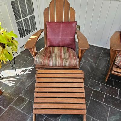 Pair of Country Casual Teak Adirondack Chairs and a Footstool (SR-DW)