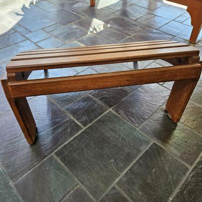 Pair of Country Casual Teak Adirondack Chairs and a Footstool (SR-DW)