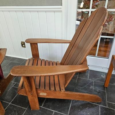 Pair of Country Casual Teak Adirondack Chairs and a Footstool (SR-DW)