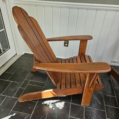 Pair of Country Casual Teak Adirondack Chairs and a Footstool (SR-DW)