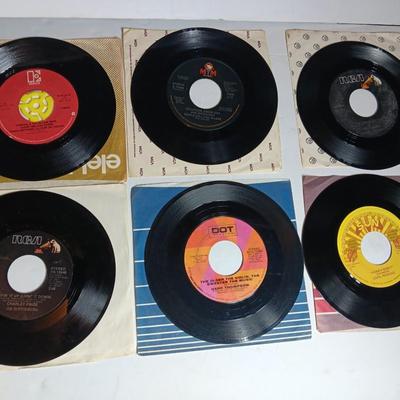 SIX 45 LP Records - Charlie Pride - Hank Thompson - Carl Perkins and more!