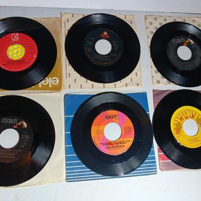 SIX 45 LP Records - Charlie Pride - Hank Thompson - Carl Perkins and more!