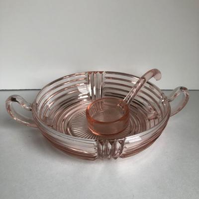 LOT 12K: Vintage Pink Glass - Footed Bowl, Art Deco Bowl, Fortecrisa Depression Mug Set & More