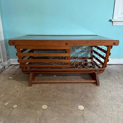 LOT 46L: Vintage Lobster Trap Glass Top Table