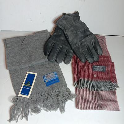 Pendleton lambswool scarf with another scarf and gloves