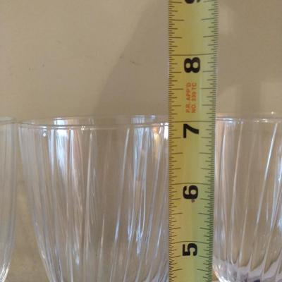 Set of Six Crystal Wine/Water Glasses with Cobalt Blue Stems