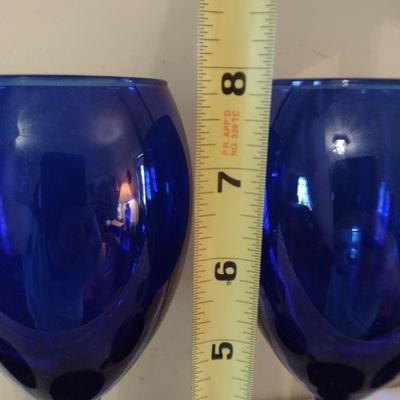 Set of Eleven Cobalt Blue Wine Glasses