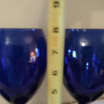 Set of Eleven Cobalt Blue Wine Glasses