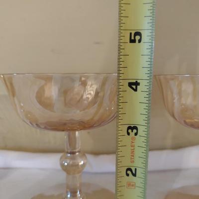Four Vintage Iridescent Swirl Design Champagne Coupe/Sherbet Glasses