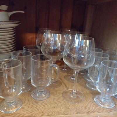 Contents of Cabinet- Assorted Glassware and Dinnerware