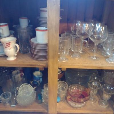 Contents of Cabinet- Assorted Glassware and Dinnerware