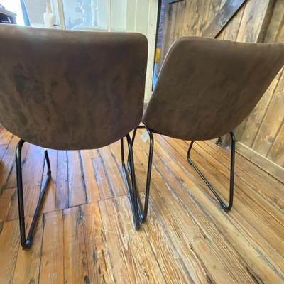 Pair of Armless Suede Chairs