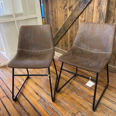 Pair of Armless Suede Chairs