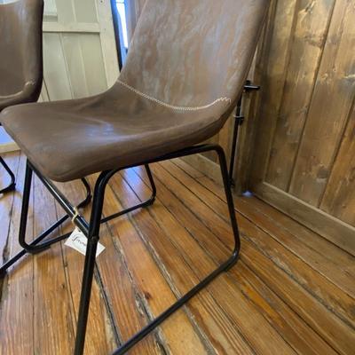 Pair of Armless Suede Chairs