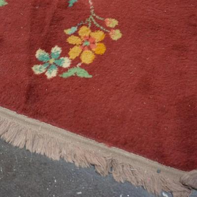 9' X 12' Red Floral Rug