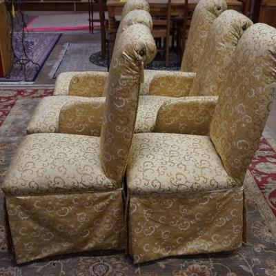Set of 6 Parsons Chairs w/ Gold Fabric