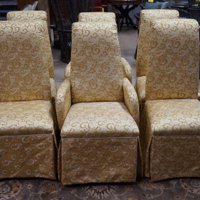 Set of 6 Parsons Chairs w/ Gold Fabric