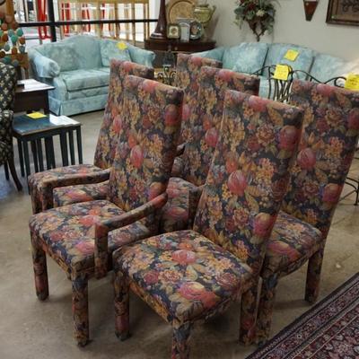 Set of 6 Fabric Wrapped Chairs w/ Floral Pattern