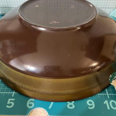 Brown Fostoria bowl and mini ceramics
