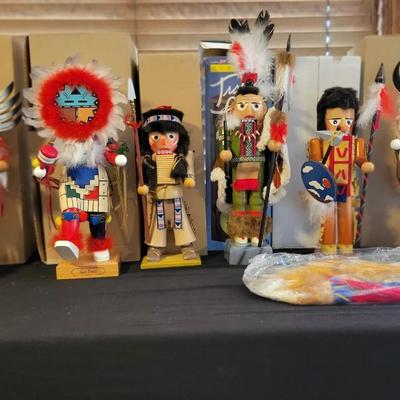 LOT OF 6 VINTAGE NATIVE AMERICAN INDIAN GERMAN NUTCRACKERS