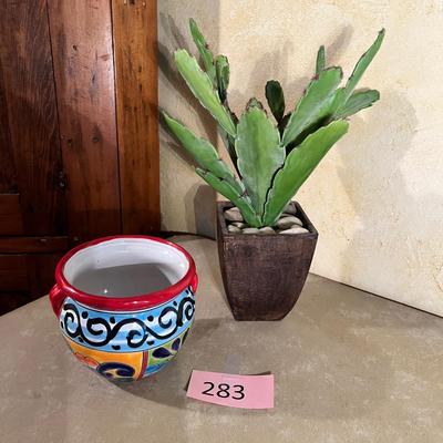 Talavera pot & fake cactus