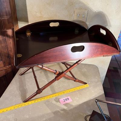 Serving tray on luggage stand