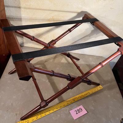 Serving tray on luggage stand