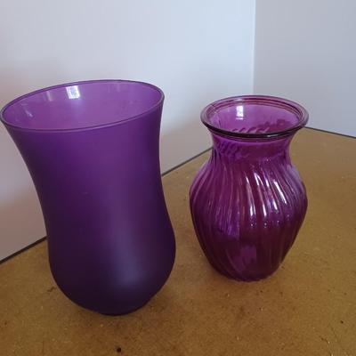 2 purple vases
